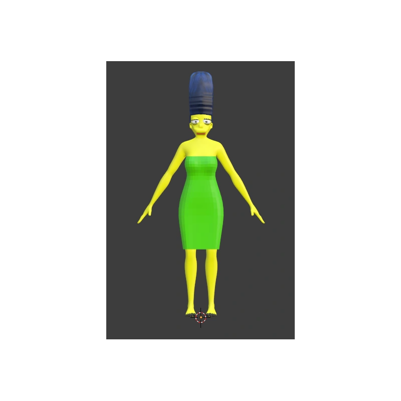 Modello 3d di Marge Simpson completo di Bone e mappe uv. Inoltre a una serie di morphing facciale come chiudere gli occhi o guardare in diverse direzioni. Il modello e perfettamente calibrato per Unity e a in dotazione 8 modelli di vestiti  e 2 paia di scarpe tutti perfettamente calibrati con i bone.
