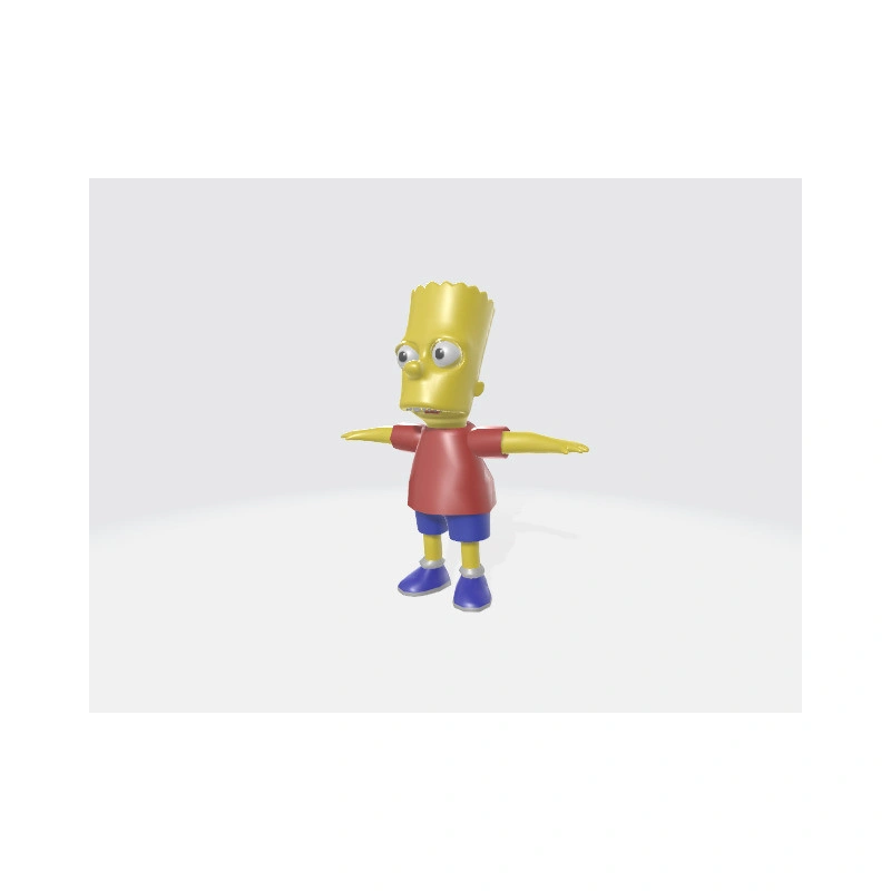 Modello 3d Bart Simpson perfettamente tarato per Unity. Pronto per animazioni video o animazioni games, Inoltre comprende un morphing facciale dove muove gli occhi e li chiude, infine a un labiale apre la bocca e la chiude. 