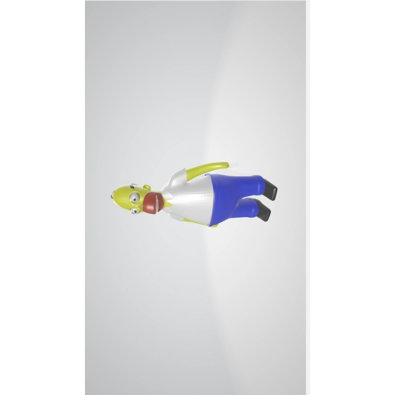 Modello 3d di Homer Simpson completo di ossatura pronto per animazioni video o animazioni games. Perfettamente calibrato per unity, Con una serie di morphing del movimento occhi, alla chiusura degli occhi, al labiale , espressione felice e triste del viso.