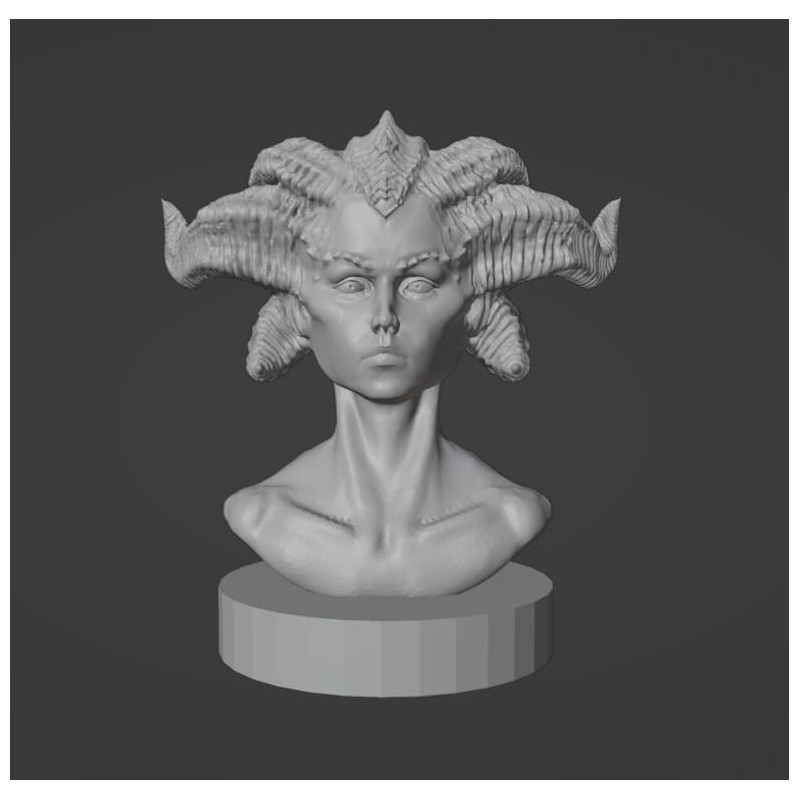 Busto del demone Lilith modello 3d da stampare.  Il pacchetto comprende 1 file STL per la stampa 3d.