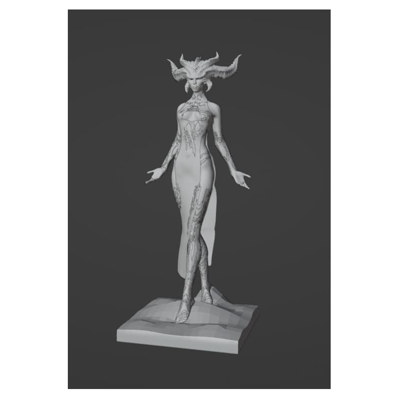 Lilith Regina dei demoni modello 3d da stampare, tarato e testato con diverse stampanti perfettamente funzionante senza errori di stampa. il pacchetto comprende  il file STL.