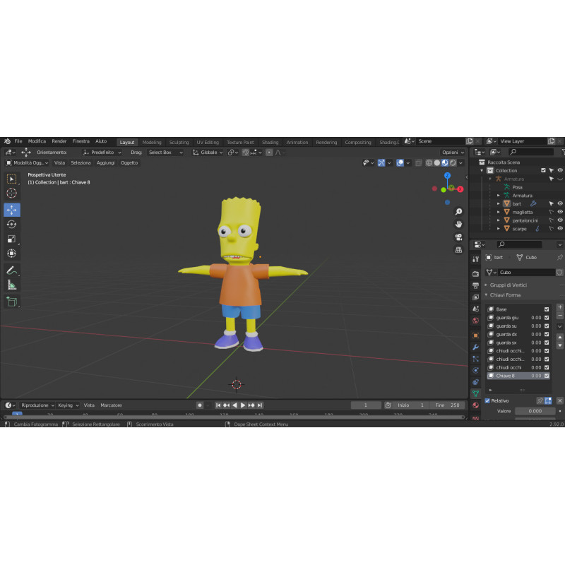 Modello 3d Bart Simpson perfettamente tarato per Unity