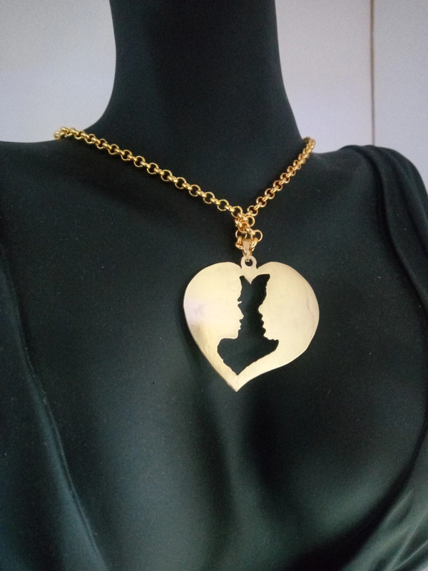 Catenina da 65 cm con pendente a forma di cuore in ottone puro manifattura italiana