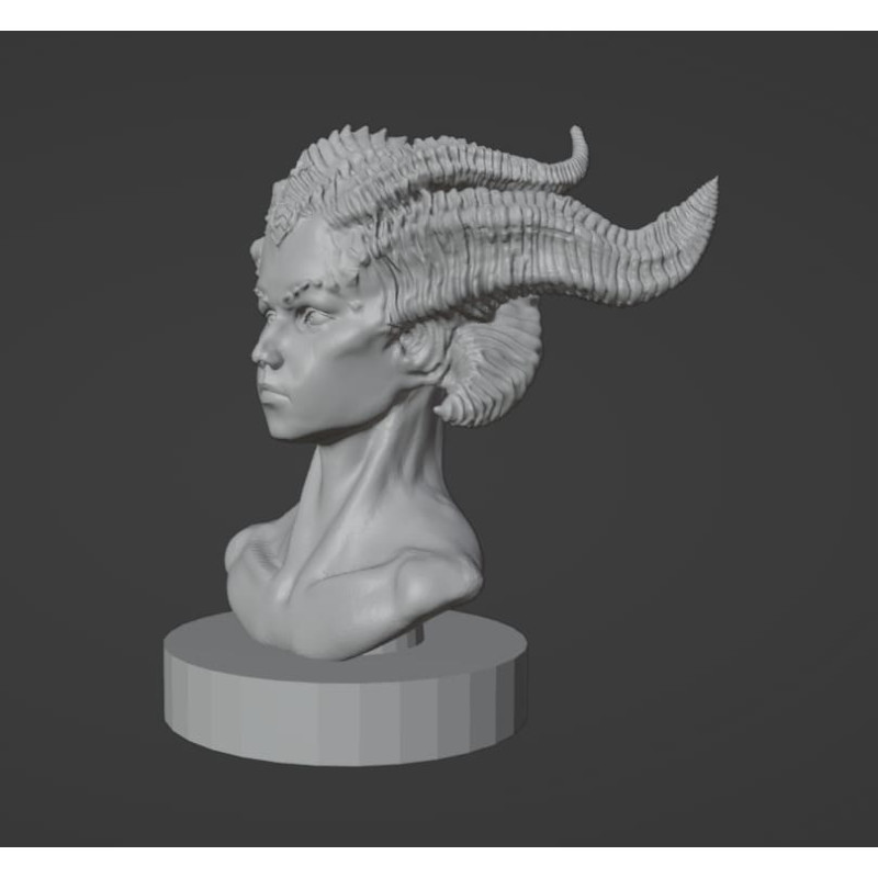 Busto del demone Lilith modello 3d da stampare.  Il pacchetto comprende 1 file STL per la stampa 3d.