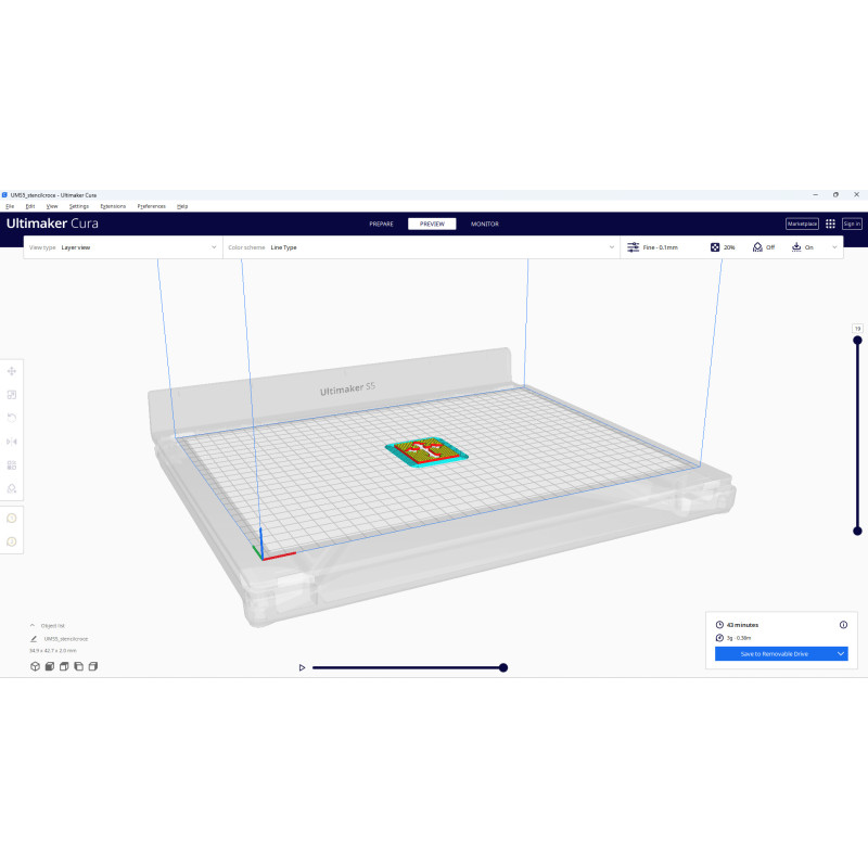 Stencil di una croce pronta da stampare 3d, per formare un negativo dell'immagine