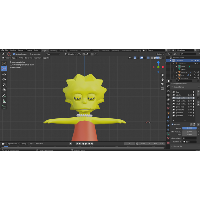 Delizioso modello 3d di Lisa Simpson completo di ossatura per le animazioni